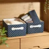 Blue and white checkered storage box, home desktop organization box, simple Nordic-style storage box details Picture